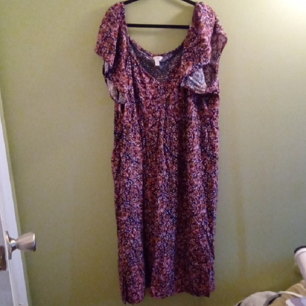 Womans 4XL Terra & Sky Purple Pink Casual Sundress Pocketed Medium-weight Summer